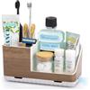 PARKMANI Portaspazzolino per bagno, organizer e conservazione del piano di lavoro, porta spazzolino elettrico e dentifricio, accessori da bagno organizer per cosmetici (venature del legno)
