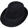 VASANA Fedora - Cappello classico misto lana nera, a tesa larga, per chiesa, derby e jazz, cappello piatto Panama, nero, L