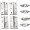 YOFASEN Cerniera per porta in acciaio inox - Cerniera pieghevole per mobili da casa, con viti M3,5 x 16 mm, argento, 3 pollici (66 x 37 x 1,0 mm) - 4 pezzi