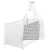 roba Lettino Completo di Set Biancheria Little Stars, 70 x 140 cm, Letto per Bambini con Federa, Copripiumino, Materasso, Baldacchino, Legno Bianco