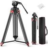 NEEWER BASICS Treppiede Video da 187cm con Testa Fluida Smorzata, Heavy Duty Tripod in Metallo per Fotocamera DSLR Videocamera, Piastra QR Compatibile con Manfrotto 501, Max 8kg, Panno Pulizia, TP37
