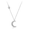 IMINI Collana con ciondolo a luna crescente in cristallo, argento Sterling S925, delicata con zirconia cubica, ciondolo a stella con diamante, catena regolabile, collane choker, gioielli delicati, regali