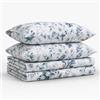 Tribeca Living Set di lenzuola per letto matrimoniale XL, in morbido rasatello di cotone 300 fili, stampa floreale con tasche extra profonde, set di biancheria da letto da 3 pezzi, colore: blu