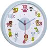 TFA Dostmann Orologio da parete per bambini LITTLE ANIMALS con motivi di animali, orologio silenzioso, 60.3051.14, ideale per la camera dei bambini, in plastica, azzurro