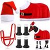 Paterr Set di 7 pezzi di accessori per cavalli di Natale, Babbo Natale, elfo, mantello, capo, fascia, cappello