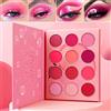 AFFLANO Ombretti Palette Rosa Trucco, Eyeshadow Palette Pigmentato Sfumabile Viola Rosa Pesca Sfumature Ombretto Crema Opaca Luccicante, Viola Brillante Piccola Tavolozza Di Tonalità Occhi 12 Colori