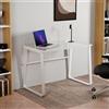 Generico Scrivania Ufficio Miami con Piano in Vetro Metallo Bianco cm.100x60 h.72