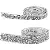 Lahviuu Nastro di Strass di Cristallo, 2 Rotoli Scintillanti con Diamanti Adesivi, per Artigianato Matrimonio Compleanno, 1+2cm Argento