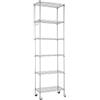 Himimi Scaffale in Filo Metallico a 6 Livelli con Ruote, Regolabile in Altezza, Scaffale in Piedi Resistente con Gancio per Bagno Cucina Garage Camera da Letto Argento