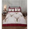 Rapport Home ANGUS STAG - Set copripiumino invernale in flanella di cotone spazzolato, 100% cotone spazzolato, per letto singolo, colore: Rosso