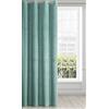 Eurofirany Tenda in velluto con motivo geometrico a ventaglio e occhielli, 1 pezzo, effetto velluto, soffice, moderna, per soggiorno, camera da letto, 140 x 250 cm, struttura in velluto 3D, verde mare