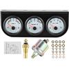 Qiilu Kit Indicatore Triplo 52 mm per Pressione Olio, Temperatura Acqua e Tensione Batteria, con Illuminazione LED Rossa Installazione Plug-and-Play