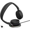Jabra Evolve2 65 Flex - Cuffie stereo, Bluetooth, base di ricarica wireless, tecnologia ClearVoice a cancellazione del rumore e ANC ibrido - Funziona con tutte le principali piattaforme UC - Nero