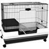 PawHut Gabbietta per Criceti Conigli Porcellini d'India in Metallo Nero con 2 Porte e Vassoio Estraibile 81.2x52.7x66cm|Aosom
