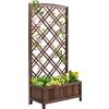 Outsunny Fioriera da Esterno con Grigliato in Legno per Piante Rampicanti, 60x30x122.5 cm, Marrone|Aosom