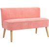 HOMCOM Divano a Due Posti, Design Scandinavo Elegante, Struttura in Legno Massello, Fino a 150 kg, 117 x 56,5 x 77 cm, Rosa