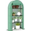 Outsunny Serra da Giardino con 4 Ripiani Porta Avvolgibile Copertura in PE e Telaio in Acciaio 105x45x160 cm Verde | Aosom Italy