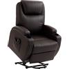 HOMCOM Poltrona Relax con funzione alzapersona, incl. telecomando, portabicchieri, schienale regolabile, Marrone | Aosom Italy