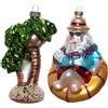 GAUMAANLEI Set di 2 ornamenti in vetro soffiato per albero di Natale e albero di cocco tropicale in vetro