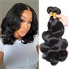 URBeauty Body Wave Human Hair Bundles 12A Raw Human Hair Extensions Quick Weave Bundles 100% Unprocessed Virgin Real Hair Natural Black (14 16 18 inches)