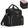 Luxja Organizer per smalti per 48 bottiglie e una lampada per unghie, custodia per smalto con 2 tasche rimovibili e tasche porta attrezzi (design brevettato), Nero , 1 Unité (Lot de 1)