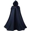 Regenboog Mantello con cappuccio rinascimentale per donne e uomini, mantello medievale con cappuccio, mantello vichingo con collana spada vichinga, Blu navy, 67inch/170cm
