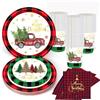 ZYDNANYANG Set di 80 stoviglie natalizie per 20 ospiti, piatti, tovaglioli, bicchieri di carta, stoviglie natalizie, accessori per feste, piatti di carta, tovaglia per bambini, feste a tema, 86 PCCS