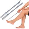 wefaner 2 spazzole in silicone per lavare i piedi, per la doccia, spazzola per piedi con testine in due misure, pulitore per dita con manico lungo, spazzola per la doccia dei piedi per anziani (grigio)