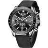 BENYAR Orologio Uomo Analogico al Quarzo Cronografo Impermeabile Luminoso Data Orologio da Polso Cinturino in Pelle Moda Sportivo Affari Orologi Elegante Regalo per Uomo