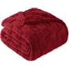 Exclusivo Mezcla Coperta Plaid Pile di Flanella per Divano, 220x240 CM Coperta Letto Matrimoniale con Motivo a Scacchi, Morbida e Calda, Rosso intenso