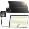 Realky Lampada solare per esterni con sensore di movimento, IP65, impermeabile, con cavo da 5 m, per garage, giardino, cortile, gradini, porte di casa, 1 pezzo