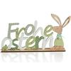 COM-FOUR® Espositore decorativo Buona Pasqua - scritta con coniglietti pasquali - Decorazione pasquale in legno con campane