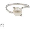 Anello oro bianco 18 Kt 750 perla diamanti 0,02 ct -19/vv-