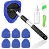 WGIDSKKI Detergente per Parabrezza Auto, con 7 Panni in Microfibra e Flacone Spray, Kit Tergivetro Auto, Limpiacristales Interior, Girevole A 180 Gradi con Manico Estensibile