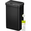 EKO Mirage-T - Pattumiera rettangolare con sensore di movimento, 50 litri, con sensore di movimento, finitura in acciaio inox spazzolato (nero opaco)