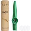 Wandic Kazoo in lega di alluminio con 3 membrane diaframma da bocca, con scatola regalo vintage oro, alluminio, Verde, tipo 1