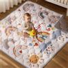 COMOMY Tappeto Gioco Bambini 127x127 cm, Pieghevole e Lavabile - Tappetone Neonato Morbido ispessita con Fondo Antiscivolo per Gattonamento, per Box, Arcobaleno