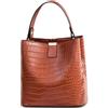 NICOLE & DORIS Borse a Mano Piccola Borsa Secchiello Donna Borsa Borse a Tracolla in PU Pelle Borsa Spalla Coccodrillo Elegante Borsa delle Signore Vintage Borsetta Sera Marrone Chiaro