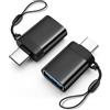 HAUXGOGO Adattatore da USB-C a USB 3.0(Set da 2), supporta il Trasferimento Dati e la Conversione Dell'interfaccia, la Ricarica e OTG -Nero