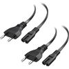 Cable Matters Confezione da 2 cavi di alimentazione a 2 poli - 2 m, spina Euro tipo C (CEE 7/16) su cavo C7, cavo di alimentazione Euro di ricambio per TV, PS5, PS4, Xbox, radio, nero