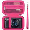 Supmay custodia di trasporto dura per fotocamera digitale Canon PowerShot SX740/ SX730/ SX720/ SX620/ G7X, Borsa di archiviazione protettiva con tasca in rete a cerniera per la batteria, Rosso rosa