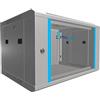 EXTRALINK Rack 19 pollici 6U - Armadio rack 600x450 mm, per montaggio a parete o a pavimento, capacità di carico 60 kg, porta in vetro temperato, apertura porta a 180°, grigio