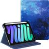 FINTIE Custodia a libro per iPad Mini 6 2021, multi-angolo Smart Stand Cover w/Pencil Holder & Pocket, Auto Sleep/Wake per iPad Mini 6a generazione da 8,3 pollici, cielo stellato