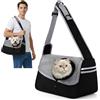 ALLSOPETS Borsa per Cani Piccoli e Gatti - Marsupio per Cani Traspirante per Cuccioli con Tracolla Regolabile e Tasca Laterale, Trasportino da Viaggio e Campeggio (Grigio Nero)