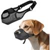 Voarge Museruola per cani, traspirante, regolabile, nero, nylon, S/M/L/XL/XXL