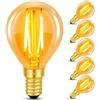 Caldarax Lampadina Vintage Edison LED E14, 2W LED Filamento Equivalente a 20W, Vetro Ambrata Luce Bianca Calda 2200K, 200LM, Non Dimmerabile, Mini Globo G45, Lampadine Decorativo Retro Stile, 6 Pezzi