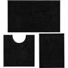 RUN HELIX Tappetino da Bagno In Ciniglia Ultra Morbido e Antiscivolo, Set di Tappetini da Bagno Assorbenti In 3 Pezzi in Tessuto Shaggy, Set di Tappetini da Bagno Morbidi con U (Nero)