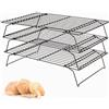 Lifhety 3 Livelli Griglia di raffreddamento, 40 × 25cm Griglia Accessori per la Cottura in Cucina, Non Stick Rack Torta Filo per Muffin, Pizza e Grigliate, Compatibile con il Forno Bakeware Vassoio