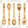 YALiya 5 Pezzi Magic Harry cucchiai di legno regali per cucinare, Set accessori utensili da cucina incisi freschi, Mestoli Cucina Di Bambù, Di Ideale Come Regalo Di Natale Per La Famiglia E Gli Amici