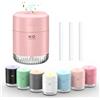 KARFUN Mini Umidificatore Ambiente, Umidificatore Portatile con Nebbia Colorata a 7 Colori, Diffusore da Tavolo Silenzioso per Camera da Letto, Bambini, Ufficio o Auto (ROSA)